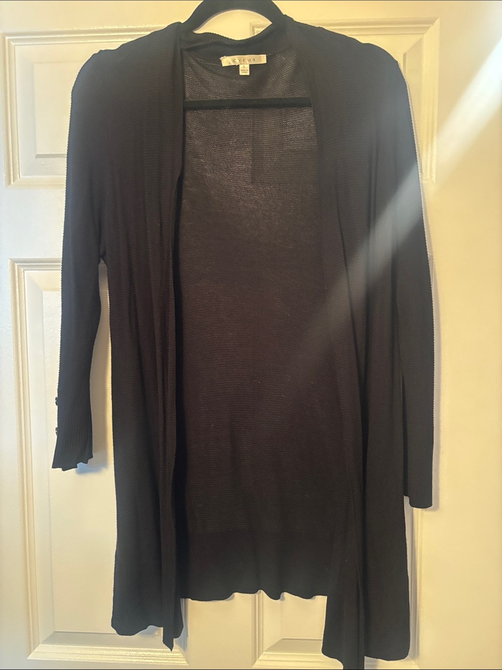 Cyrus Black Open-Front Longline Cardigan